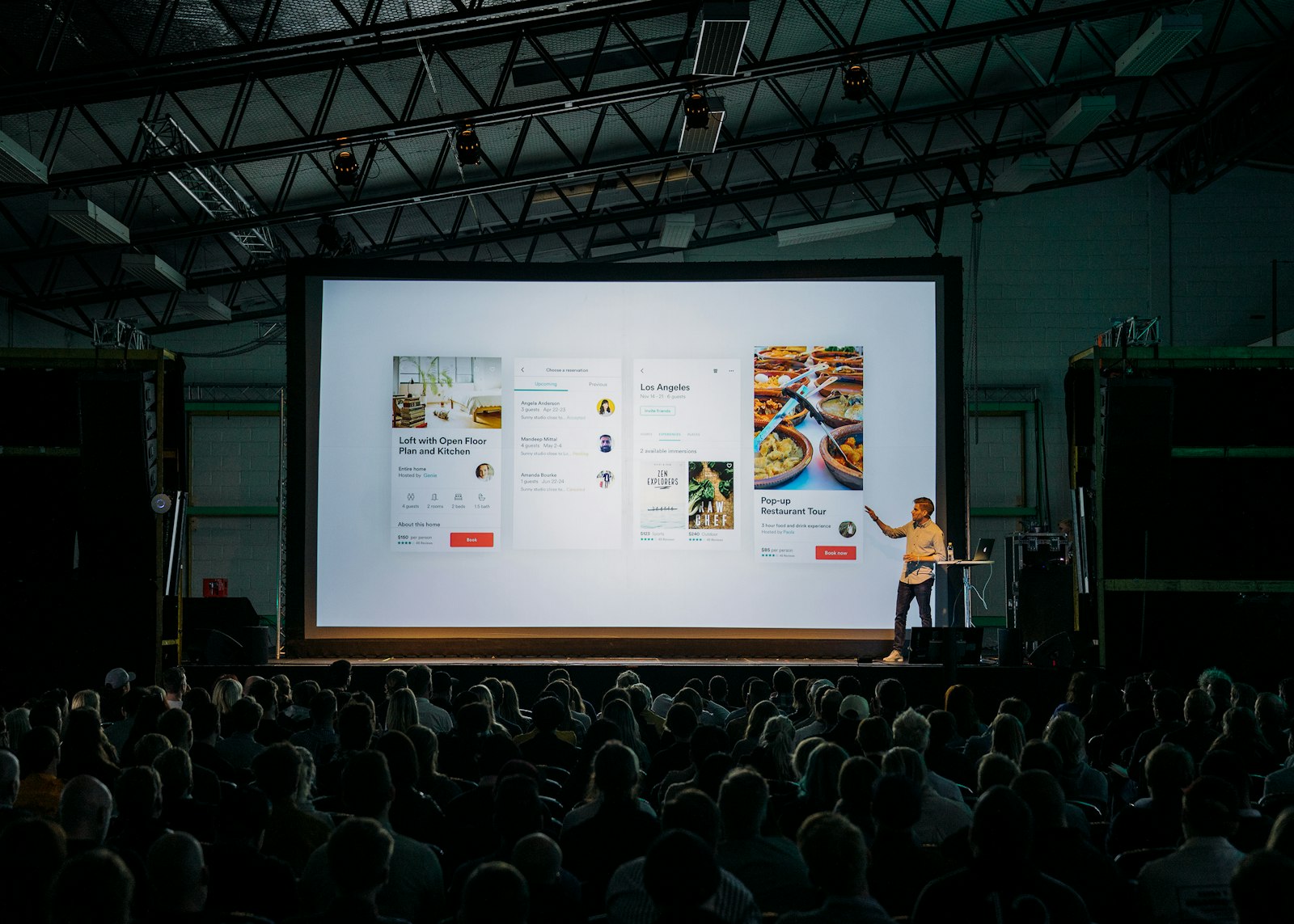 Technology conference stage with audience