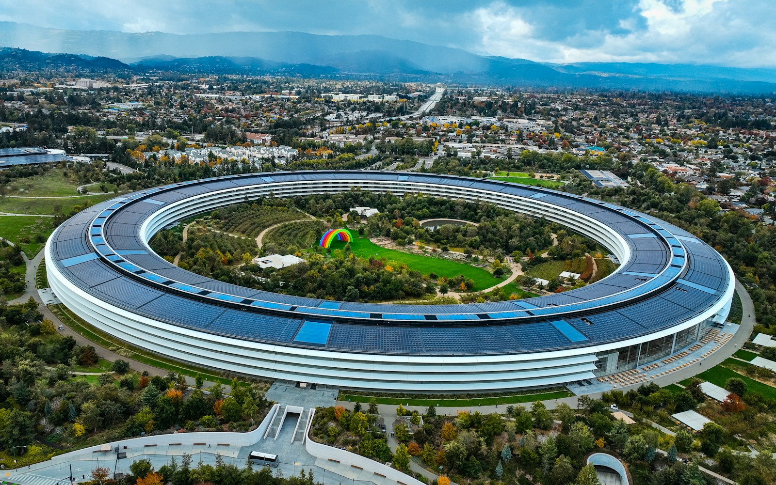 Aerial view of Apple Park campus in Cupertino